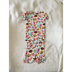 Kids Birdie Bean Bamboo Pajama Set 4T Light Blue Multicolor Fast Food Print